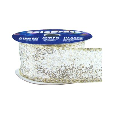 CELEBRATE RIBBON METALLIC GLITTER 25MM X 2M