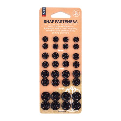 S.E.W. SNAP FASTENER ASST SIZES BLACK