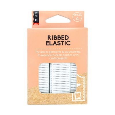S.E.W. ELASTIC RIBBED WOVEN WHITE 20MMX3M