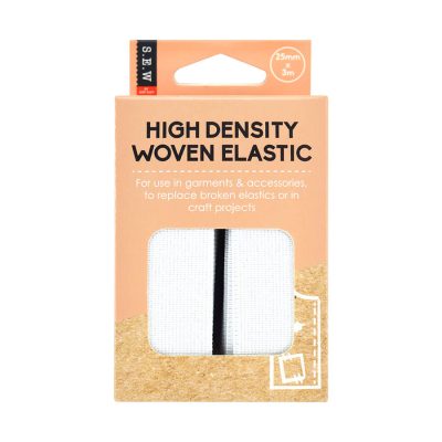 S.E.W. ELASTIC HIGH DENSITY WOVEN WHITE 25MM X 3M