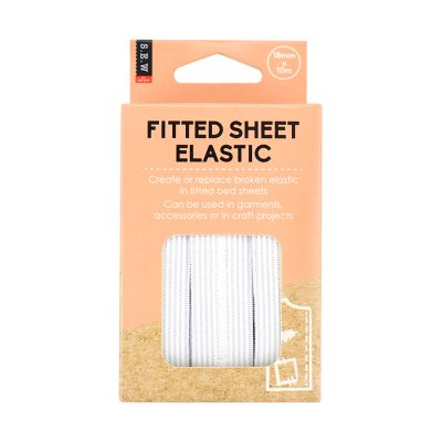 S.E.W. ELASTIC FITTED SHEET WHITE 18MM X 10MTR