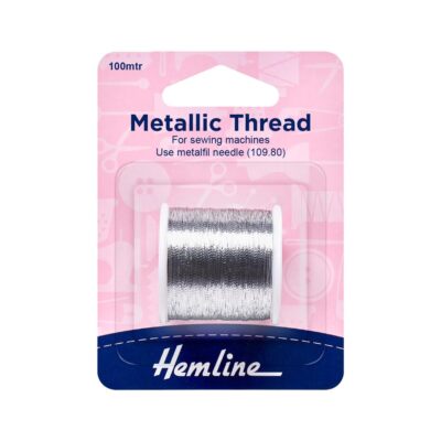 HEMLINE HANGSELL THREAD METALLIC 100M SILVER