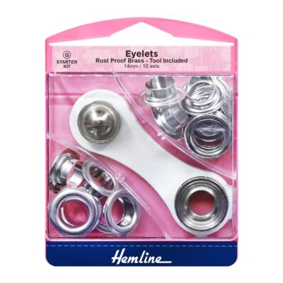 HEMLINE HANGSELL EYELETS 14MM 10PCS NICKEL