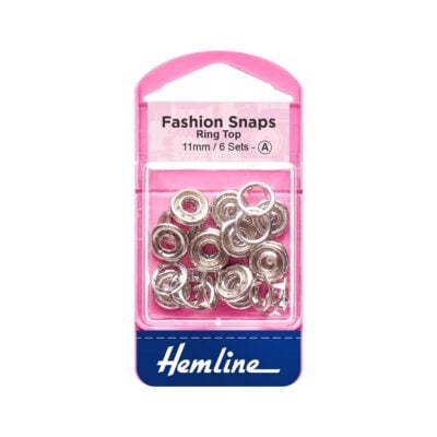 HEMLINE HANGSELL RING TOP SNAP 6 SETS SILVER