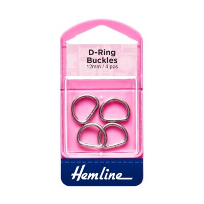 HEMLINE HANGSELL BUCKLE D RINGS 12MM 4PCS NICKLE