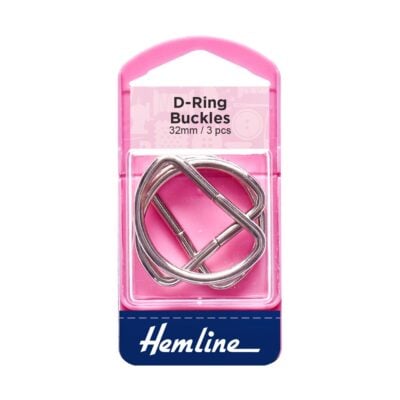 HEMLINE HANGSELL BUCKLE D RINGS 32MM 3PCS NICKLE