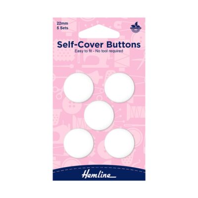 HEMLINE BUTTONS SELF COVER NYLON 22MM 5 SETS WHITE