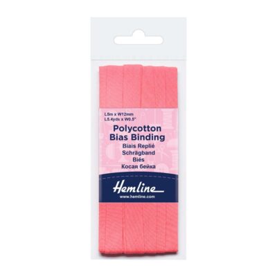 HEMLINE HANGSELL BIAS BINDING 12MM X 5M CORAL