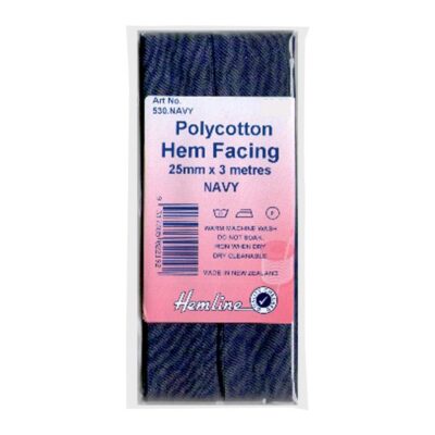 HEMLINE HANGSELL BIAS HEM FACING 25MM X 3M NAVY