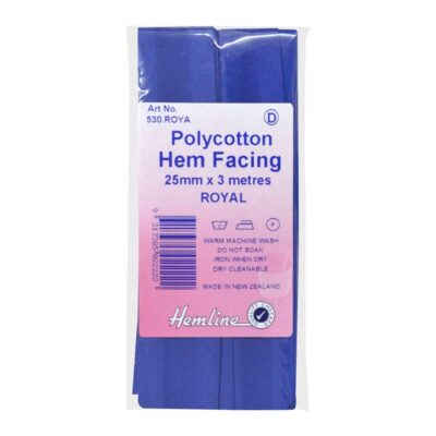 HEMLINE HANGSELL BIAS HEM FACING 25MM X 3M ROYAL