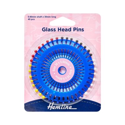 HEMLINE HANGSELL PINS GLASS HEAD PREMIUM 30MM