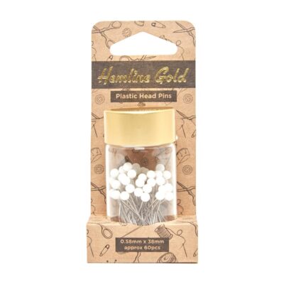 HEMLINE GOLD PLASTIC HEAD PINS 60PCS/JAR