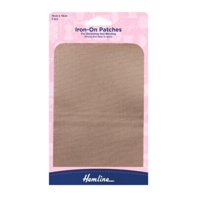 HEMLINE HANGSELL PATCHES IRON ON 2 PCS FAWN