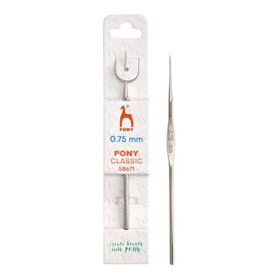 PONY CROCHET HOOK CLASSIC - GREY 12CM X 0.75MM