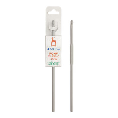 PONY CROCHET HOOK CLASSIC - GREY 15CM X 4.5MM