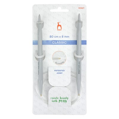 PONY CIRCULAR NEEDLES 80CM X 8MM PLASTIC