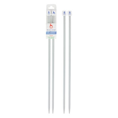 PONY STRAIGHT PAIR OF NEEDLES WITH ENDS 30CMX6MM