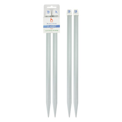 PONY STRAIGHT PAIR OF NEEDLES WITH ENDS 35CMX15MM