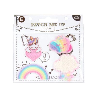 MOTIF IRON-ON HEART,RAINBOW,CLOUD MULTI 3PK