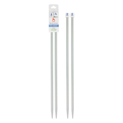 PONY STRAIGHT PAIR OF NEEDLES WITH ENDS 35CMX8MM