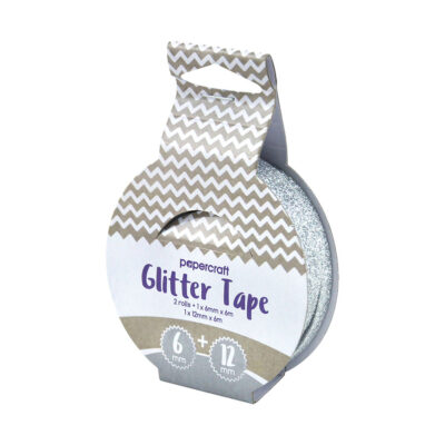 PAPERCRAFT ADHESIVE TAPE GLITTER SILVER 2PC 6MM X