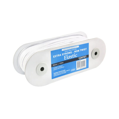 UNI TRIM ELASTIC NON-TWIST 6MM X 150M WHITE ROLL