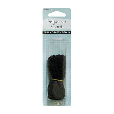 UNI TRIM CORD DRAWSTRING POLYESTER 3M BLACK