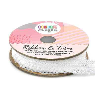 COLOURME COTTON LACE RIBBON 12MMX5M 100% COTTON