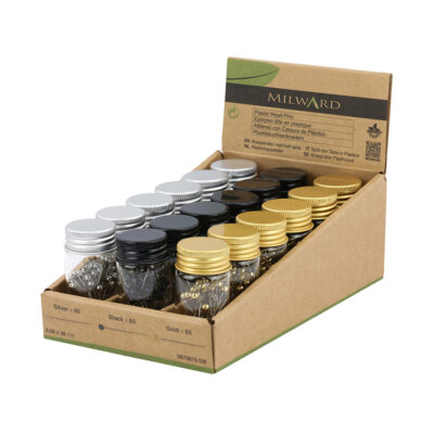 MILWARD 60 PLASTIC HEAD PINS JAR -  - 18PK
